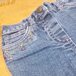 Gymboree 12-18 Months Embroidered Blue Jeans for Kids Princess Queen Pull On Bow